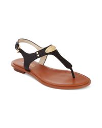 Michael kors Michael Mk Plate Flat Thong Sandals in Black | Lyst