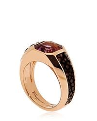 Ferragamo | Pink Galuchat Fine Jewellery Collection Ring | Lyst