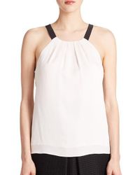 MILLY | White Contrast Crepe Top | Lyst