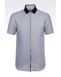 Emporio Armani | Gray Shirt In Jacquard Cotton for Men | Lyst