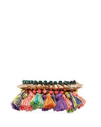 Venna | Multicolor Tassel Pompom Spike Bracelet | Lyst