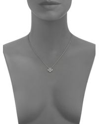 Jude Frances | Metallic Petite Bijou White Topaz, Diamond & 18K White Gold Small Clover Pendant Necklace | Lyst