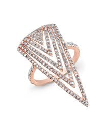 Anne Sisteron - Pink 18kt Rose Gold Diamond Arrowhead Ring - Lyst