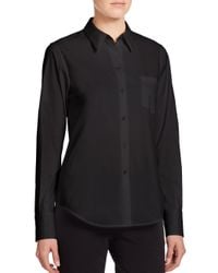 Theory | Black Weylend Stretch Cotton Shirt | Lyst