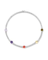CZ by Kenneth Jay Lane | Multicolor Facet Stone Station Cubic Zirconia Necklace | Lyst