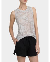 White + Warren | Gray Cotton Burnout Sleeveless Tank | Lyst