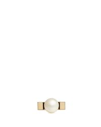 Chloé | White 'darcey' Inset Swarovski Pearl Square Brass Ring | Lyst