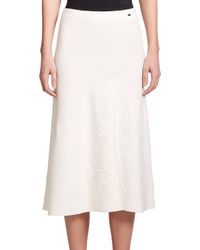 ESCADA | Beige Embossed Flower Knit Skirt | Lyst