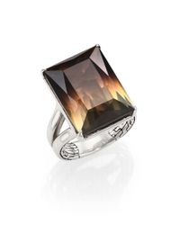 John Hardy | Metallic Bedeg Bicolor Quartz Sterling Silver Rectangle Ring | Lyst