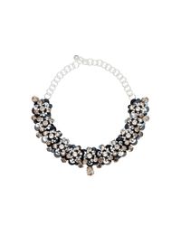 Shourouk | Metallic Black Flower Necklace | Lyst