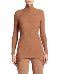 Stella McCartney | Brown Snap Rib-knit Turtleneck Sweater | Lyst