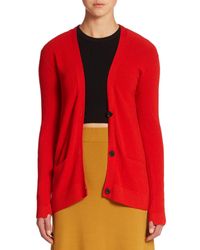 A.L.C. | Red Phillip Ribbed Cardigan Sweater | Lyst