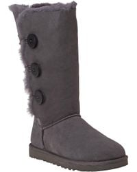 UGG | Gray Bailey Button Triplet Boot Grey Suede | Lyst