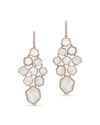 Anne Sisteron | 14kt Rose Gold White Mother Of Pearl Diamond Chandelier Earrings | Lyst
