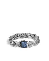 John Hardy | Braided Chain 13.5mm Woven Bracelet In Silver With Blue Sapphire | Lyst