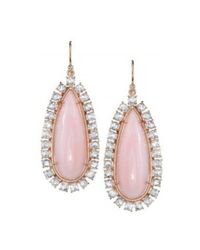 Irene Neuwirth | 18k Rose Gold Earrings Set With Pink Opal Surrounded By Rose Cut Diamonds (4.05 Cts) | Lyst