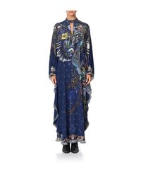 Camilla Blue Kaftan W/ High Collar Stand
