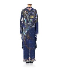 Camilla Blue Kaftan W/ High Collar Stand