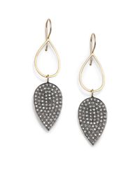Zoe Chicco | Metallic Grey Diamond, 14K Yellow Gold & Blackened Sterling Silver Teardrop Earrings | Lyst