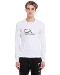 EA7 | White Train Graph Cotton Long Sleeve T-shirt | Lyst