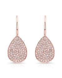 Anne Sisteron - Pink 14kt Rose Gold Diamond Small Pear Shaped Earrings - Lyst