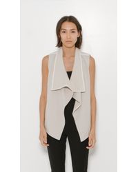 Vince | White Leather Trim Drape Neck Vest | Lyst