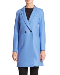 Harris Wharf London | Blue Wool Double-breasted Coat | Lyst
