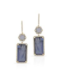 Anne Sisteron - Metallic 14kt Yellow Gold Labradorite Diamond Geometric Earrings - Lyst