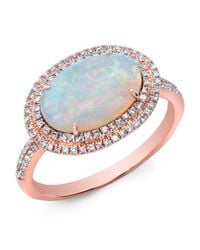 Anne Sisteron - Blue 14kt Rose Gold Double Halo Opal Diamond Cocktail Ring - Lyst