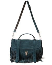 Proenza Schouler | Blue Medium Ps1 Fringe Suede Bag | Lyst