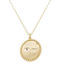 Monica Rich Kosann | Metallic 18k Yellow Gold Winking Moon Charm Pendant With Diamond | Lyst