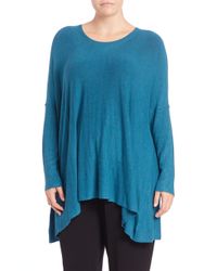 Eileen Fisher | Blue Boxy Scoopneck Sweater | Lyst