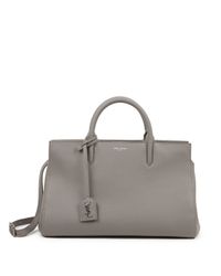 Saint Laurent | Gray Monogram Cabas Small Leather Satchel | Lyst