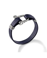 John Hardy | Shackle Bracelet On Navy Blue Leather Cord for Men | Lyst