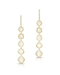 Anne Sisteron | Metallic 14kt Yellow Gold 4 Diamond Sliced Drop Earrings | Lyst