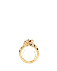 Kenneth Jay Lane | Multicolor Crystal Pavé Cheetah Head Ring | Lyst