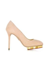 Charlotte Olympia - Pink Dotty 110 Blush Suede Platform Pump - Lyst