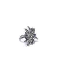 Oscar de la Renta | Metallic Swarovski Crystal & Pearl Flower Ring | Lyst