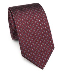 Armani | Purple Cross Print Silk Tie for Men | Lyst