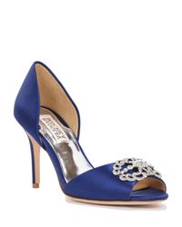 Badgley Mischka | Blue Seneca Embellished Satin D'Orsay Pumps | Lyst