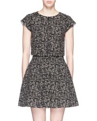 Alice + Olivia | Black 'amy' Woven Stripe Zip Boxy Top | Lyst
