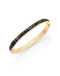 Kenneth Jay Lane | Square-cut Hinged Bangle Bracelet/black | Lyst