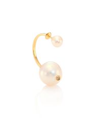 Delfina Delettrez | Metallic Roll In Stones 6mm-13mm Pearl, Diamond & 18k Yellow Gold Hook Back Single Earring | Lyst