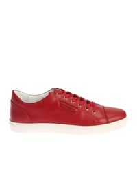 Dolce & Gabbana - Red Leather Sneakers for Men - Lyst