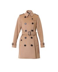 Burberry - Blue Camel Wool And Cashmere Kensington Coat - Lyst