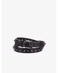 Valentino - Black Double Ride Leather Bracelet for Men - Lyst