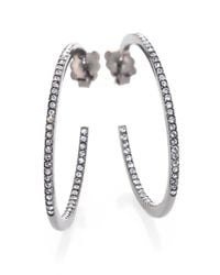Adriana Orsini | Metallic PavÉ Crystal Gunmetal Inside-Outside Hoop Earrings/1.25 | Lyst