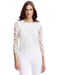 Diane von Furstenberg | White Dvf Belle Embellished Lace Top | Lyst