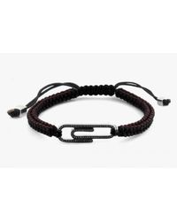 Tateossian - Paper Clip Micro Pavé Macramé Bracelet With Black Diamonds for Men - Lyst