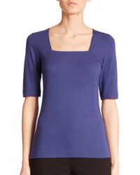 Akris Punto | Blue Squareneck Jersey Top | Lyst